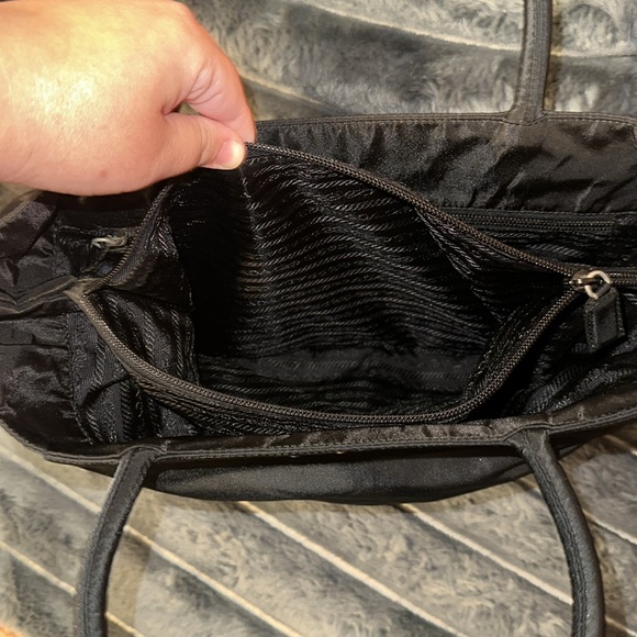 Vintage Prada Black Nylon Tote Bag with Leather Handles - Picture 7 of 11
